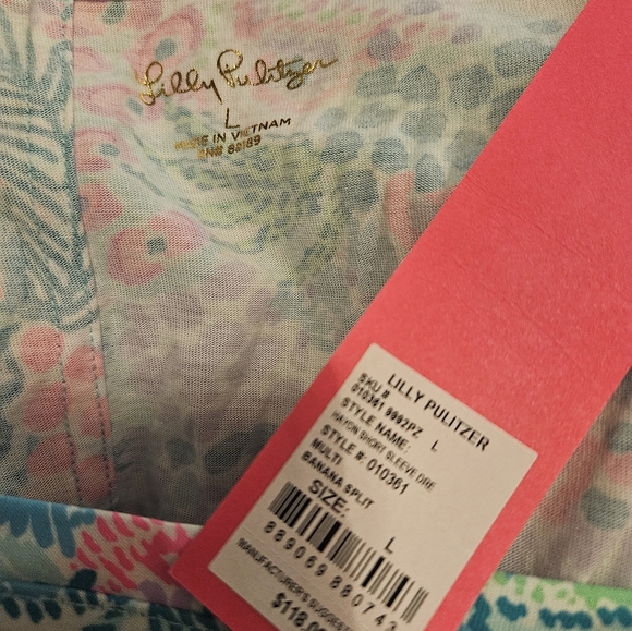 Lilly Pulitzer Hayon Short Sleeve  Dress (Banana Split) Size L - Picture 12 of 13